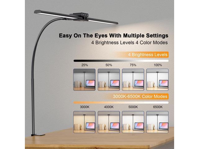 EppieBasic Desk Lamp,24W Led Desk Lamps with Clamp,Double Head Desk Light for Home Office, Architect Desktop Lamp Eye Care Workbench Office Table...