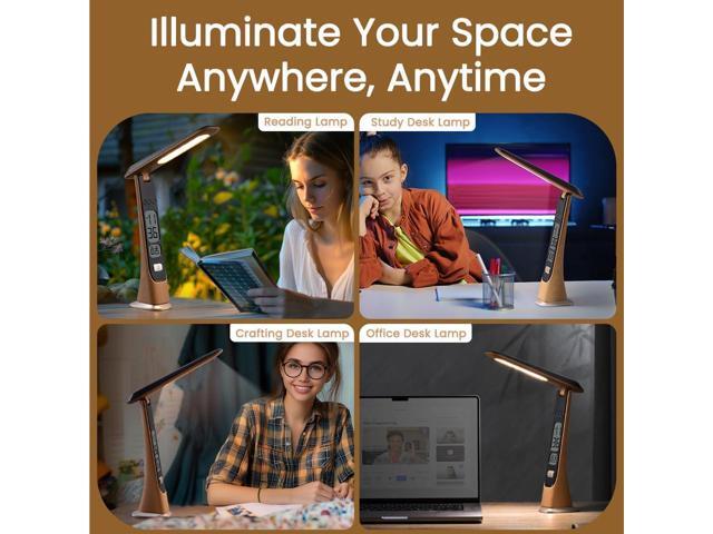 WILIT Rechargeable Lamps Cordless Table Lamp, Foldable Portable Desk Lamp - LED Battery Operated Lights with Stepless Brightness & Time Display for...
