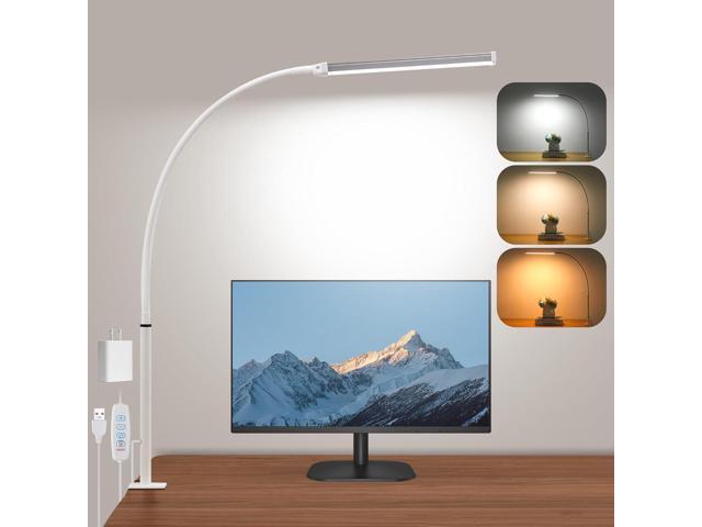 Led Desk Lamp for Home Office, Eye-Caring Desk Light with Clamp, Clip on Light for Reading, 3 Modes 10 Brightness, Flexible Gooseneck, Memory.