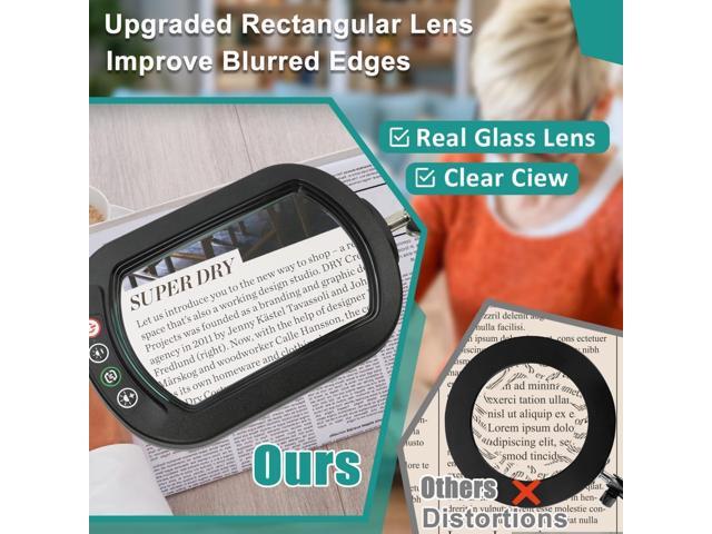 10X Rectangle Magnifying Glass with Light, 5 Color Modes Stepless Dimmable Magnifier with Stand, LED Lighted Clamp Desk Lamp with Swing Arm, Hands...