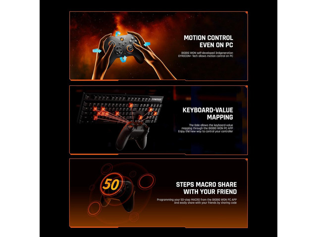 BIGBIG WON Wireless Controllers, Gale Hall PC Controllers Motion Control, Hall Joysticks & Triggers, PC App Game Controllers for...
