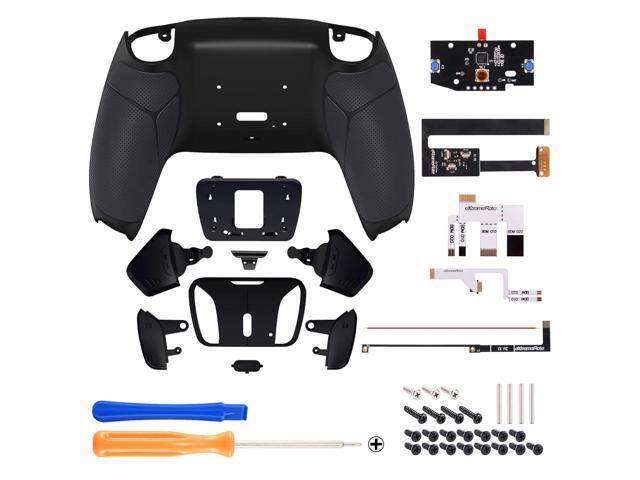 eXtremeRate Black Rubberized Grip Programable RISE4 Remap Kit for PS5 Controller BDM-010 BDM-020 Models, Upgrade Board & Redesigned Back Shell & 4...