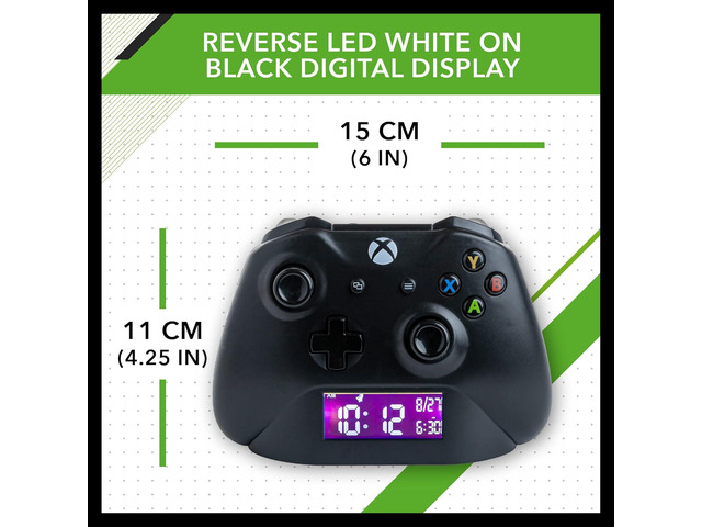 Paladone Xbox Controller Digital Alarm Clock, Officially Licensed Xbox Merchandise Gift and Decor for Gamers - Black