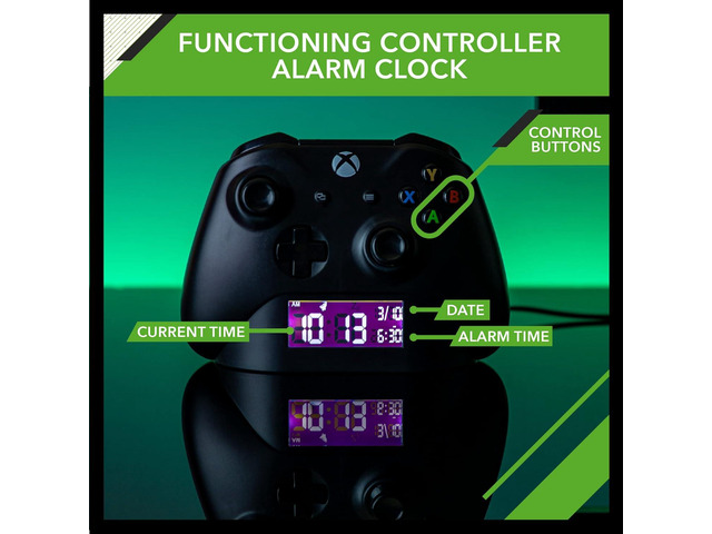 Paladone Xbox Controller Digital Alarm Clock, Officially Licensed Xbox Merchandise Gift and Decor for Gamers - Black