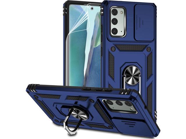 for Samsung Galaxy Note 20 Case with Camera Lens Cover HD Screen Protector, Military-Grade Drop Tested Magnetic Ring Holder Kickstand Protective...