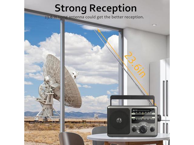AM FM Portable Radio Battery Operated by 4X D Cell Batteries Or AC Power Transistor Radio with and Big Speaker, Standard Earphone Jack, High/Low...