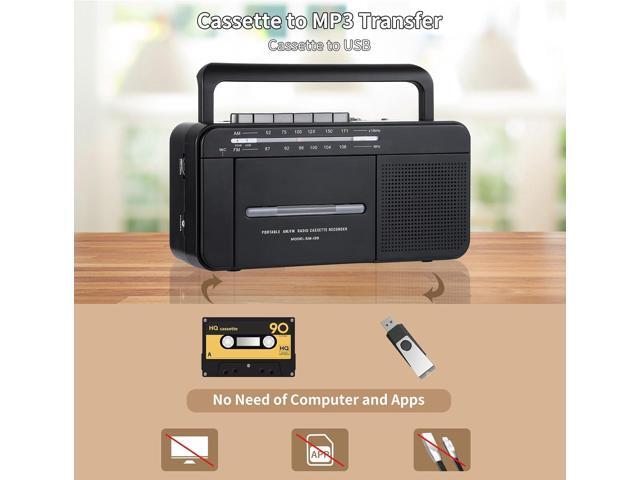 Boombox MP3 Conversion Cassette Tape Player Recorder AM FM Radio, Cassette to MP3 Digital Converter, USB Recording, Built-in Microphone, Big...