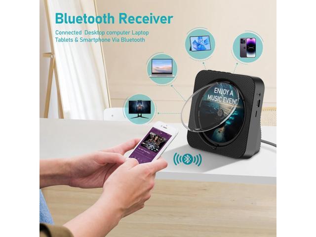 CD Player Bluetooth Desktop CD Player with Speakers for Home Portable Music CD Players with RC, LED Display, FM Radio, Timer, Support...