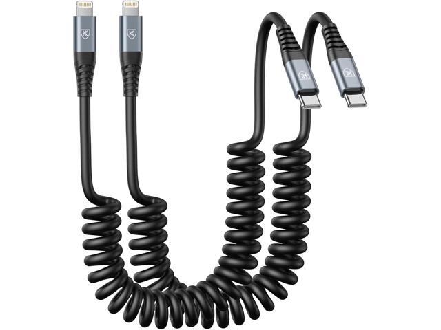 KIYODA USB Type C to Lightning Cable 3FT 2Pack, Coiled iPhone Charger Fast Charging for Car Short USBC Lightning iPhone Cord for iPhone14/13/12/11...