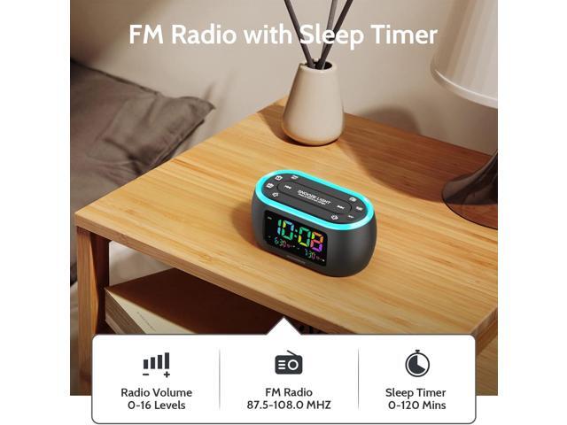 HOUSBAY 3 in 1 Alarm Clock for Bedrooms- Clock Radio & Night Light, Rainbow Digit, Dual Alarm, Small Radio Alarm Clock for Kids, Teens