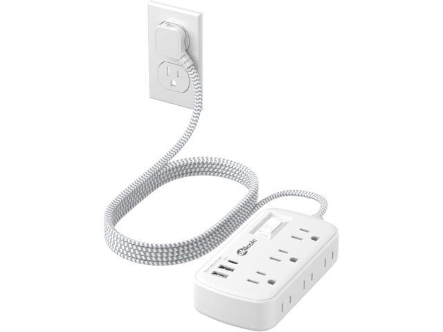 Extension Cord 15 ft - Surge Protector Power Strip Flat Plug with 6 Widely Outlets 3 USB (5V/3.4A 17W) Charging Ports, Multi Plug Wall Outlet...