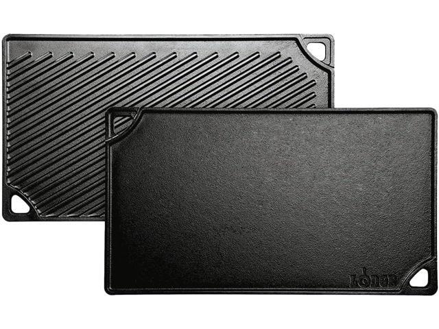 Lodge Reversible Cast Iron Grill/Griddle 9.5 x 16.75 Inch Pre-Seasoned Cooking Surface Flat & Ribbed Sides Use on Stove, Grill, or Campfire.