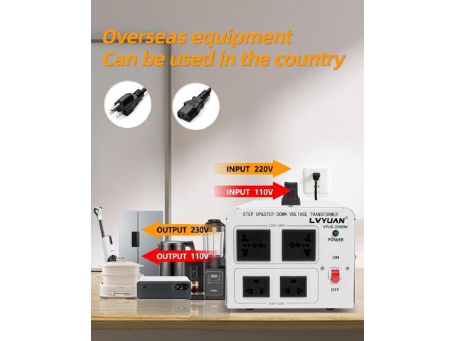 LVYUAN 2500W Voltage Transformer Power Converter Step Up 110V to 220V, Step Down 220V to 110V, 110/120 Volt - 220/240 Volt