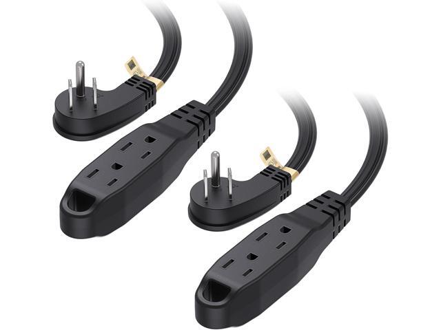 Cable Matters 2-Pack Flat Plug 3 Outlet Extension Cord - 6ft, [NEMA 5-15P to 3X NEMA 5-15R, 13A/125V/1625W] Grounded 3 Outlet Power Cord with Space...