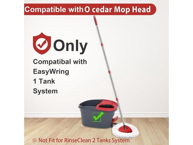 2 Spin Mop Head Replacement, 1 Base, 1 Mop Handle (30-58in) Combo Mops Set Compatible with OCedar EasyWring RinseClean Microfiber Mops (White...