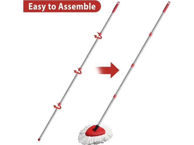 2 Spin Mop Head Replacement, 1 Base, 1 Mop Handle (30-58in) Combo Mops Set Compatible with OCedar EasyWring RinseClean Microfiber Mops (White...