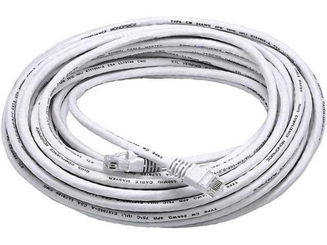 Monoprice 50FT 24AWG Cat6 550MHz UTP Ethernet Bare Copper Network Cable - White