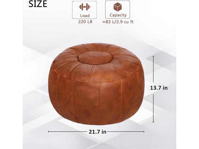 Thgonwid Unstuffed Moroccan Storage Pouf Foot Stool Ottoman Seat Handmade Faux Leather Bean Bag Floor Chair Foot Rest for Living Room, Bedroom or...