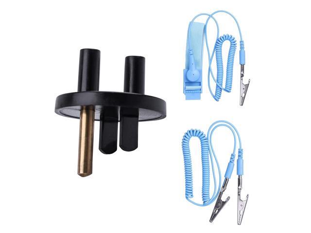 Grounded Outlet Plug, Anti-Static Wrist Strap (Adjustable up to Size XL) and Grounding Cord, Earth Connection ESD Safe for Computer, PC Building...