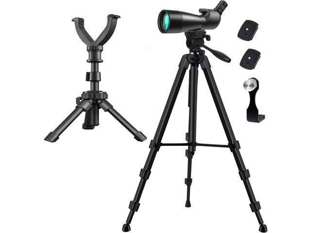 Spotting Scope Tripod, Shooting Tripod and Compact Shooting Stand Rest Hunting V Yoke, with Binoculars Adapter and Removable 360° Rotate Fluid...