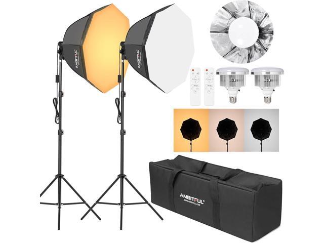 Softbox Photography Lighting Kit,2X AMBITFUL 65cm Softbox Lighting Kit with 2M Tripod Light Stand & 2X 50W 3000-6500K Bi-Color LED Bulb,LED...