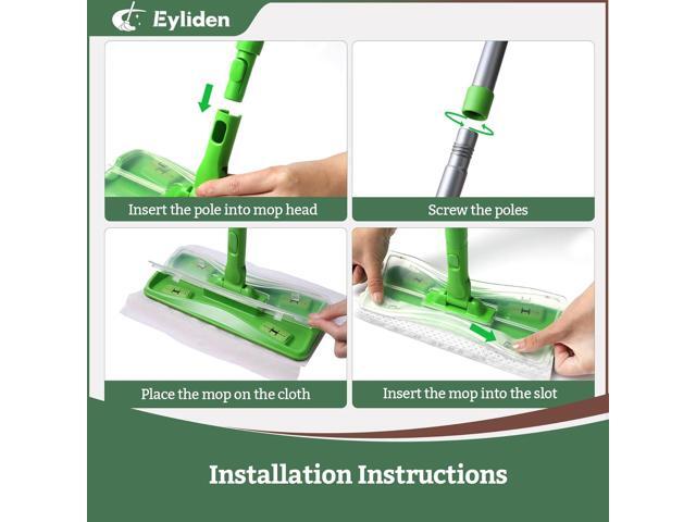 Eyliden Sweeper Mop - Lock Tight Design No Lost Pads - 36 Disposable Dry & Wet Cloths, Dust Mop Starter Kit for Pet Hair, Hardwood Floors, 360...