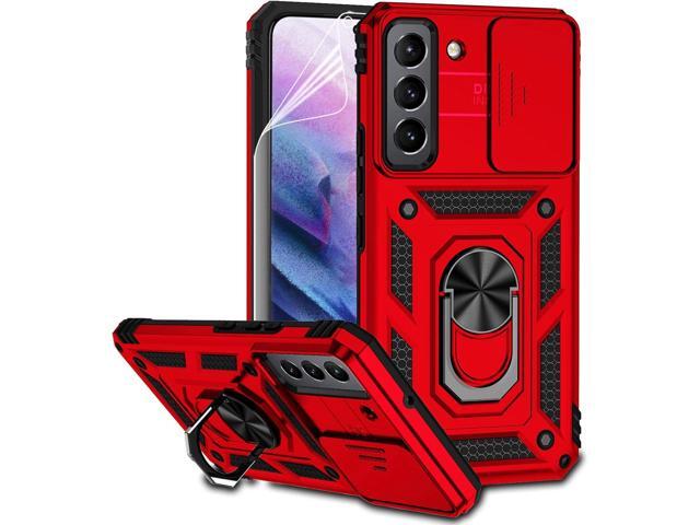 for Samsung Galaxy S22 Case with Camera Lens Cover HD Screen Protector, Dual Layer Military-Grade Drop Tested Magnetic Ring Holder Kickstand...