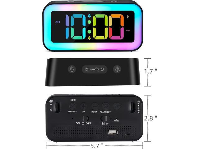 Cadmos Loud Alarm Clock for Bedrooms with Dynamic RGB Night Light,Heavy Sleepers Adults,Dual Alarm,Dimmer,USB Charger,Small Bedside Digital Clock...
