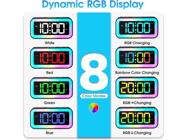 Cadmos Loud Alarm Clock for Bedrooms with Dynamic RGB Night Light,Heavy Sleepers Adults,Dual Alarm,Dimmer,USB Charger,Small Bedside Digital Clock...