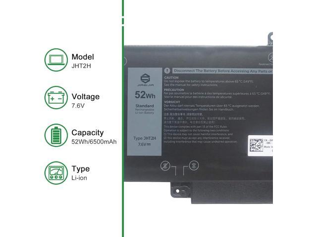 JHT2H Laptop Battery Replacement for Dell Latitude 7310 7410 2-in-1 Series Notebook 04V5X2 4V5X2 07CXN6 7CXN6 7.6V 52Wh 6500mAh