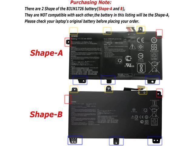 B31N1726 Battery for Asus FX80 FX86 TUF FX504 FX504G FX504GD FX504GE FX504GM FX505 FX505DT FX505DV FX505DU A15 FA506IU A17 FA706II Serie 11.4V...