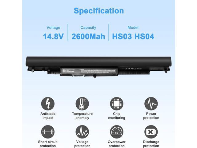 New HS03 HS04 807956-001 Laptop Battery Replacementfor Hp 14 15 Notebook PC Series 15-ay009dx 15-ba009dx 15-af131dx fits Spare 807957-001 Model...