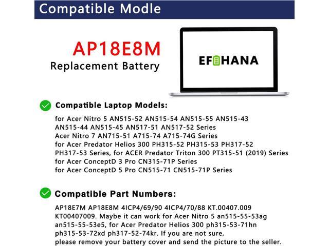 AP18E8M AP18E7M Battery for Acer Nitro 5 AN515-44 AN515-44-R99Q AN515-55 AN515-52 AN515-43 AN515-45 AN517-52 Nitro 7 AN715-51 Aspire 7...