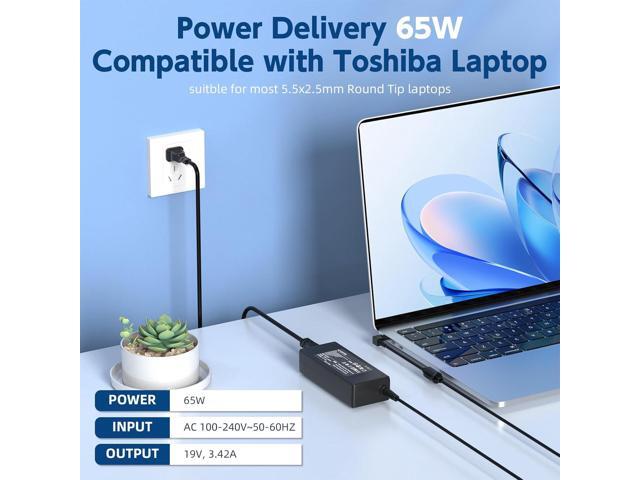 65w Laptop Charger for Toshiba Satellite A205 A215 A655 C55 C55D C55T C655 C675 C855 L55 L655 L675 L745 L755 L855 P755 S55 for Toshiba Portege Z30...