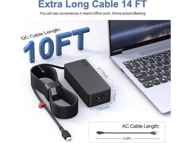 14FT Long Type C Charger 65W USB C Charger for Lenovo Thinkpad T480s T580s L580 L590 E580 E585, Chromebook 100e 300e 500e Lenovo Laptop Charger
