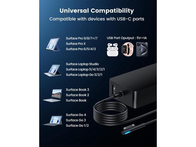 102W Surface Book 2 Charger, for Microsoft Surface Laptop Studio, Surface Laptop 3 4 5, Windows Surface Pro/Go, Fast Charge 9.19Ft Super Long Cable...