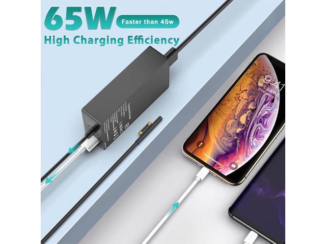 65W Surface Pro Laptop Charger for Microsoft Surface Pro 10, 9, 8, 7+, 7, 6, 5, 4, 3, X, Windows Surface Laptop 6, 5, 4, 3, 2, 1, Surface Go...