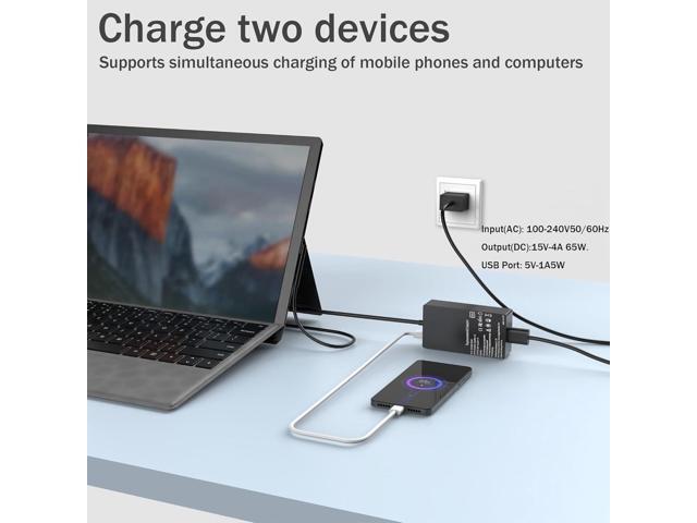 65W Surface Pro Laptop Charger for Microsoft Surface Pro 10, 9, 8, 7+, 7, 6, 5, 4, 3, X, Windows Surface Laptop 6, 5, 4, 3, 2, 1, Surface Go...