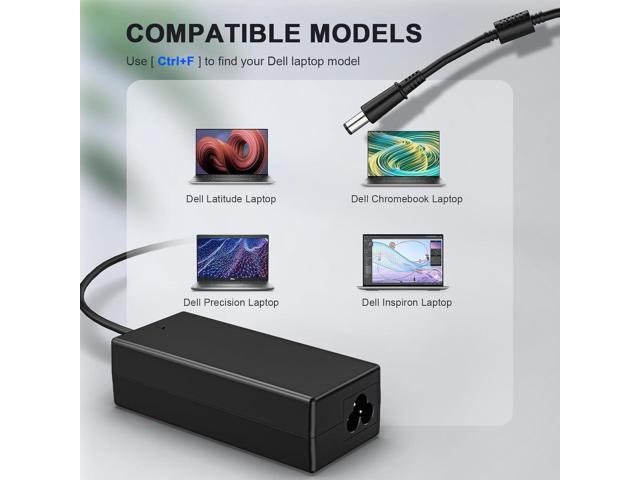 65W Laptop Charger 7.4mm Compatible with Dell Latitude 3190 5280 5480 5580 7280 7300 7400 E5250 E5450 E5550 E6230 E6430 E6530 Inspiron 11 14 15...