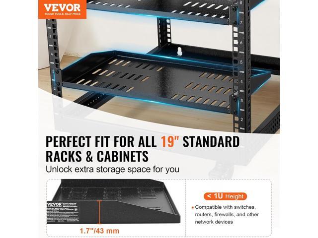 VEVOR 2PCS 1U Server Rack Shelf, Universal Vented Rack Mount Cantilever Tray for 19 inch Network Equipment Rack & Cabinet, 10' Deep Rack Mount...