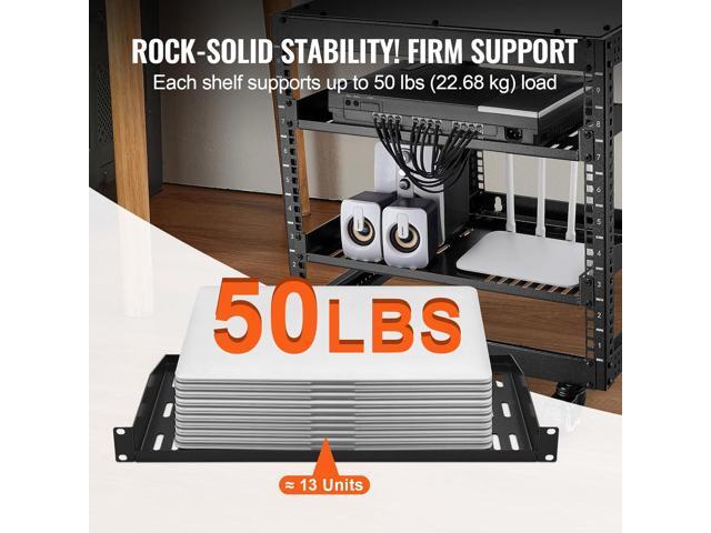 VEVOR 2PCS 1U Server Rack Shelf, Universal Vented Rack Mount Cantilever Tray for 19 inch Network Equipment Rack & Cabinet, 10' Deep Rack Mount...