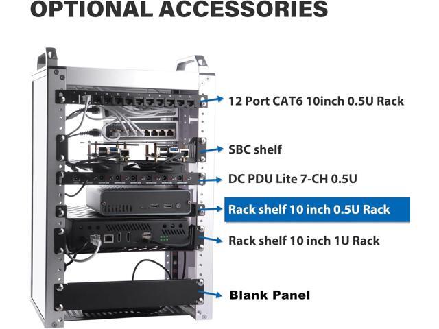 GeeekPi 0.5U Server Rack Shelf, 7.87' Depth Vented Rack Mount Cantilever Tray for 10 Inch Network Equipment Rack & Cabinet and DeskPi Rackmate T1/T0