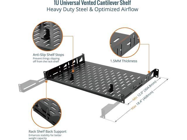 Tecmojo 1U Rack Shelf,19 inch Rack Shelf 12 inch Depth,Rack Mount Shelf with Anti-Slip Stops,Server Rack Shelf and Network Shelf for 19 in...