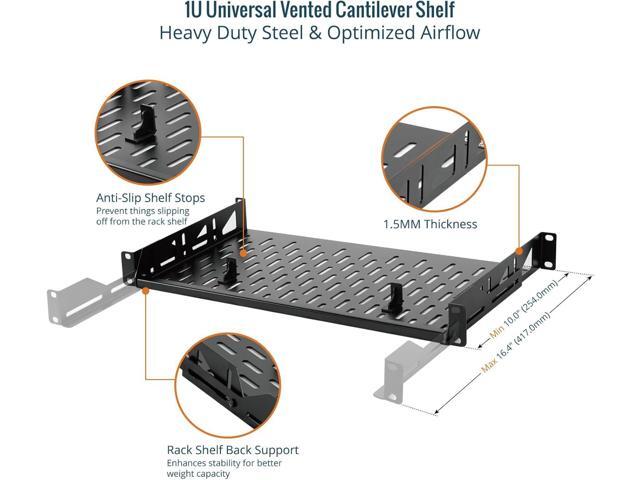 Tecmojo 1U Rack Shelf,19 inch,Server Rack Shelf 10 inch Depth,Rack Mount Shelf with Anti-Slip Stops,Network Shelves for 19 in Equipments, 110lbs...