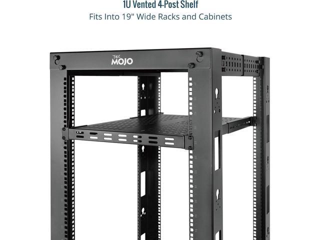 Tecmojo 1U 4-Post Vented Server Rack Mount Shelf,27.6in Deep with Adjustable Depth 19.7-37.4inch,Supports to 242 lbs,Universal Tray for 19 Inch...