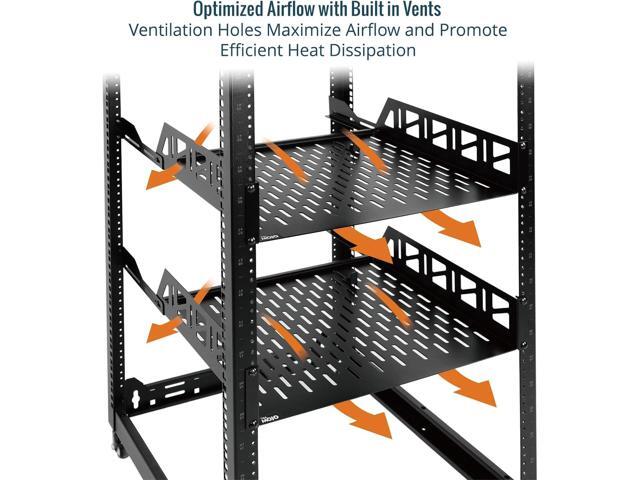 Tecmojo 2U Rack Shelf,19 inch Server Rack Shelf 14 inch Depth,Weight Capacity 110Lbs/50kg,Rack Mount Shelf for 19' Network Racks & Cabinets,with...