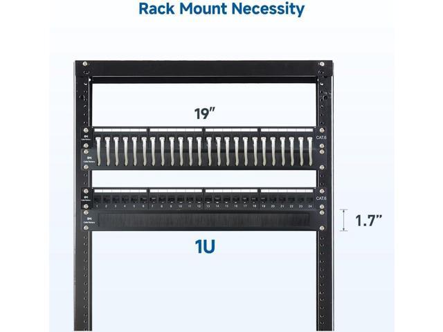 Cable Matters 2-Pack Rackmount or Wall Mount 1U 19 Brush Panel (19-inch Rack Mount Brush Panel 1U) in Black