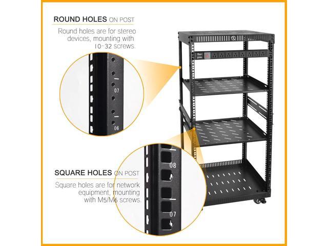 RIVECO 22U Network Rack with Reinforced Top & Bottom Vented Plates - 4 Rolling Wheels Floor Standing for 19' Equipment & Stereo Gear - Including...