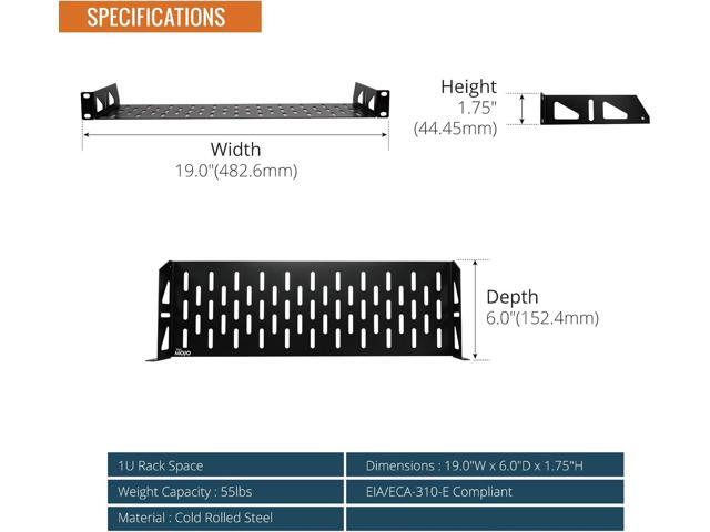 Tecmojo 1U Rack Shelf,19 inch Rack Shelf 6 inch Depth,Rack Mount Shelf with Anti-Slip Stops,Server Rack Shelf and Network Shelf for 19 in...