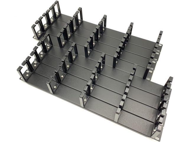 1U 19 Server Rack Cable Management Panel w/D-Ring Hooks Screw Type - 1U Wire and Cord Manager - Made in Taiwan (8PCS)